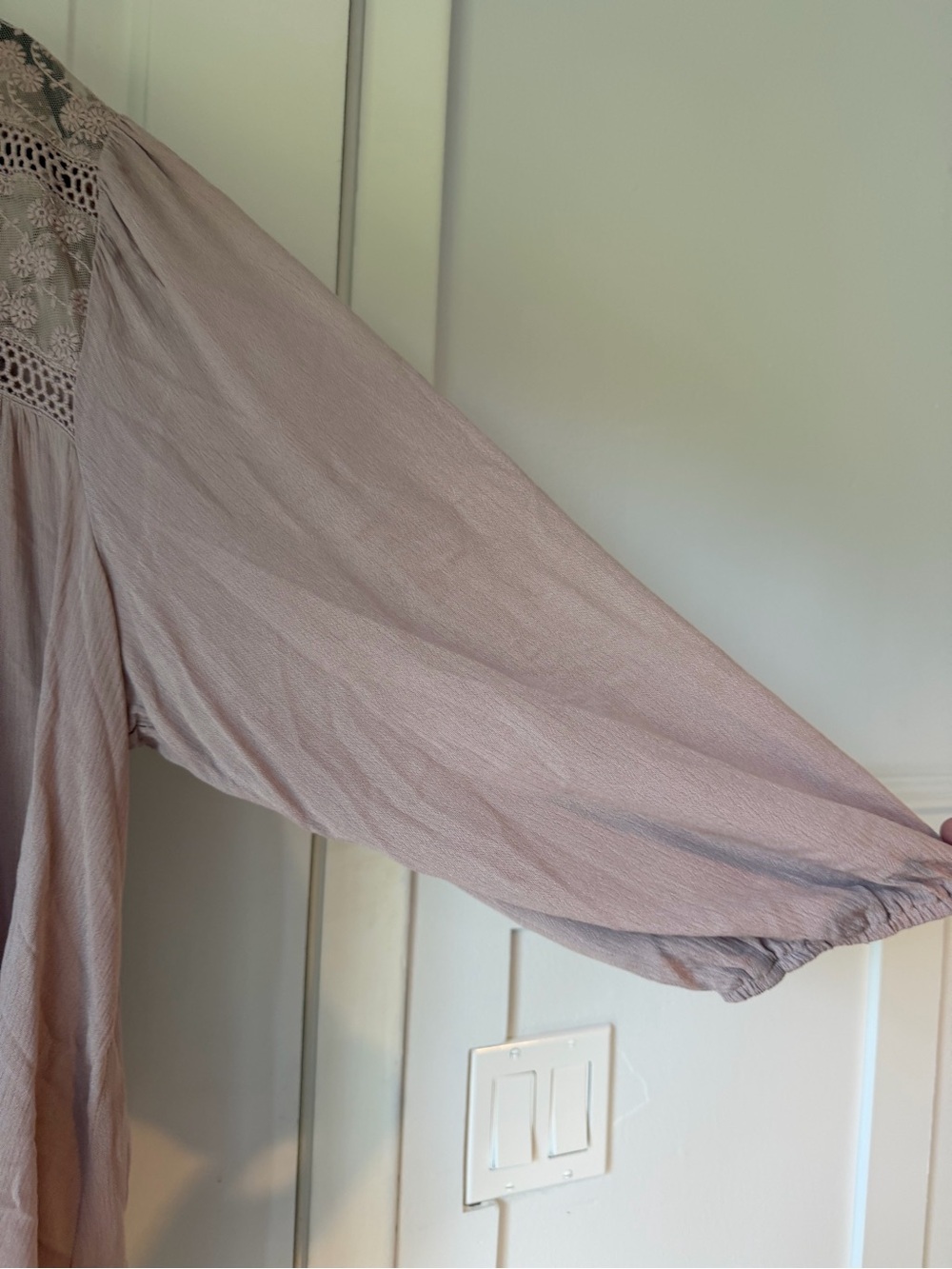 John Paul Richard 3X Mauve Lace Boho Peasant Blouse Rayon - Picture 4 of 10